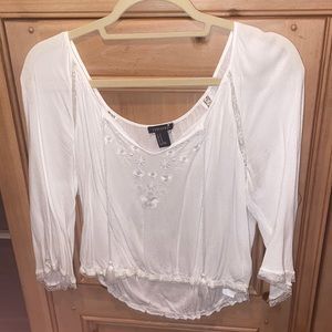 Forever 21 white flowy crop top, size medium